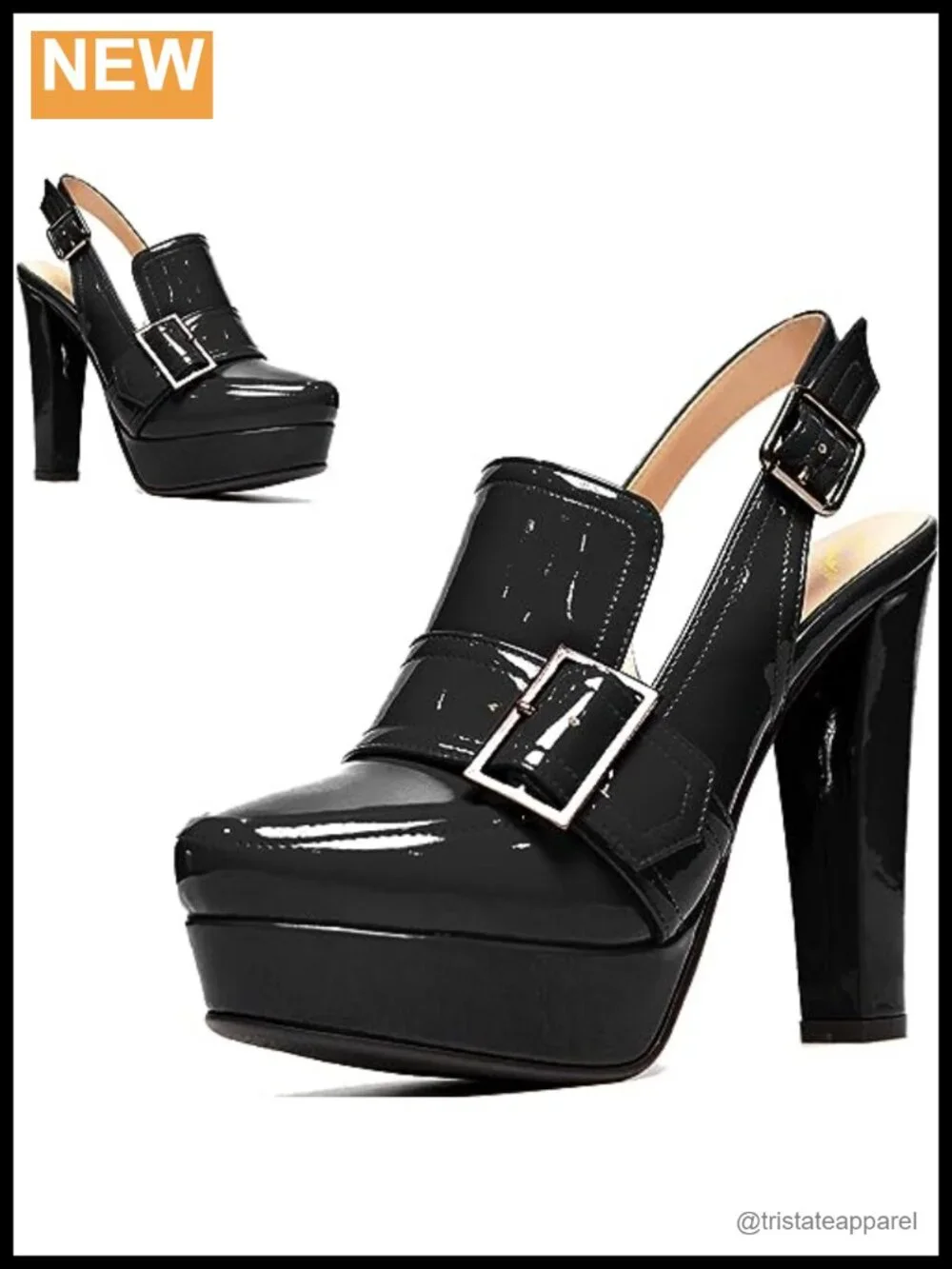 Platform Chunky Block Heel Slingback Pumps Buckle Ankle Strap Closed Toe Loafers